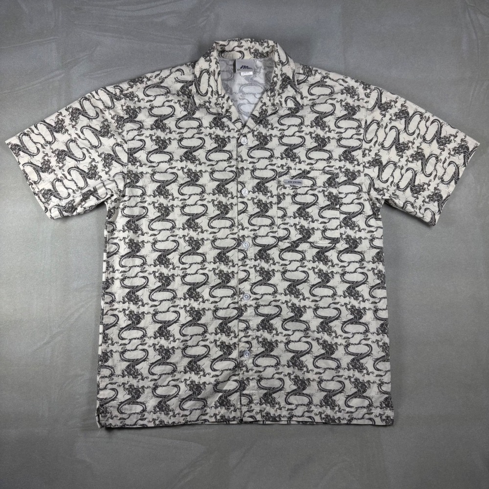 Vintage No Fear Dragon Print Shirt Mens XL White Black Y2K Made in USA Skate